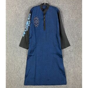 Indian Dress‎ Women's USA Medium 3/4 Sleeve Navy Blue Maxi Formal Party